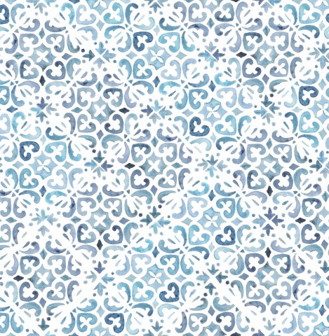 Muslin a blue and white tile pattern with abstract design