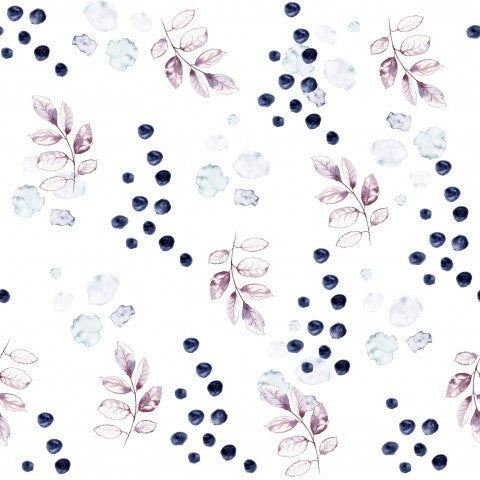 French Terry Watercolor Leaves and Berries