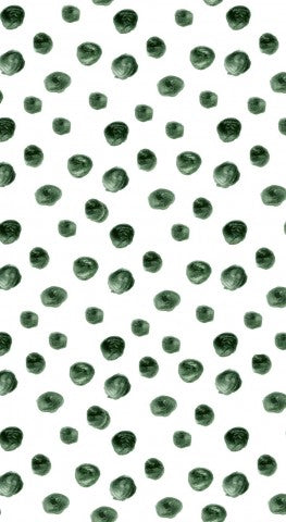  Mussola con motivo di cerchi verdi su sfondo bianco