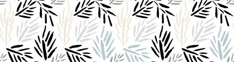 Toile de coton feuilles noires et blanches