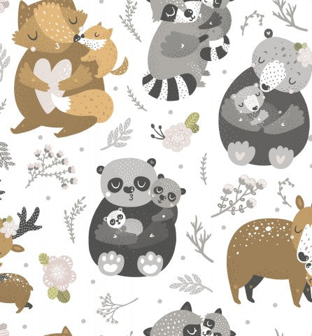 French Terry animaux et fleurs mignons
