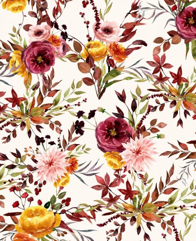 Muslin floral pattern with watercolor flowers