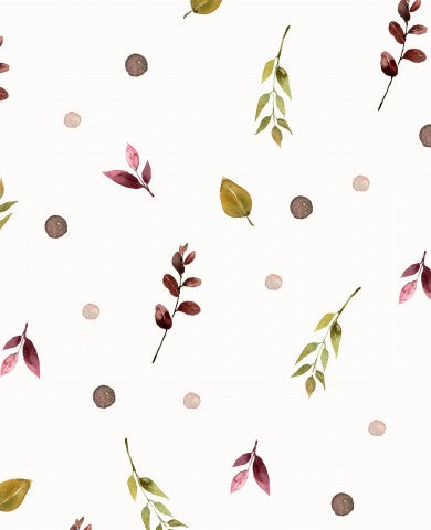 French Terry Watercolor Leaves and Berries