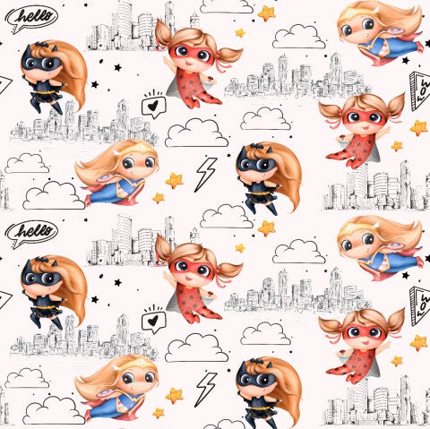Toile de coton petites filles volant dans les airs