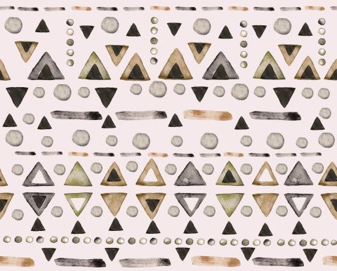 Toile de coton à motif aquarelle avec triangles et cercles
