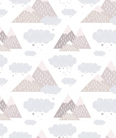 Toile de coton montagnes et nuages