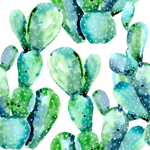 Canvas Baumwolle Aquarell-Kaktuspflanzen