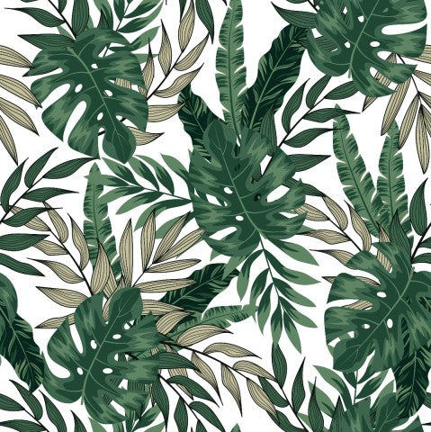Toile de coton représentant une illustration vectorielle de feuilles tropicales
