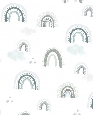 Toile de coton nuages ​​et arcs-en-ciel