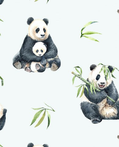 Toile de coton pandas à l'aquarelle