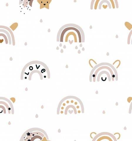 Canvas Baumwolle Teddybären und Regenbögen