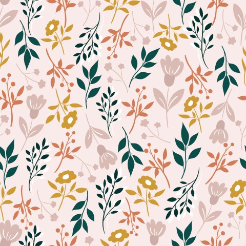 Jersey motif floral sur fond rose