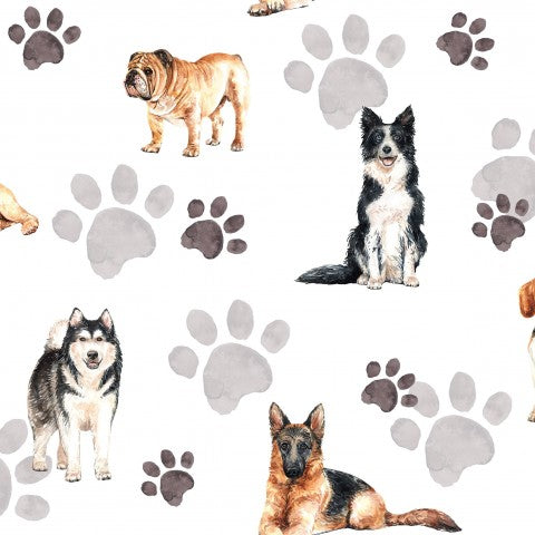 Toile en coton avec empreintes de chiens et de pattes