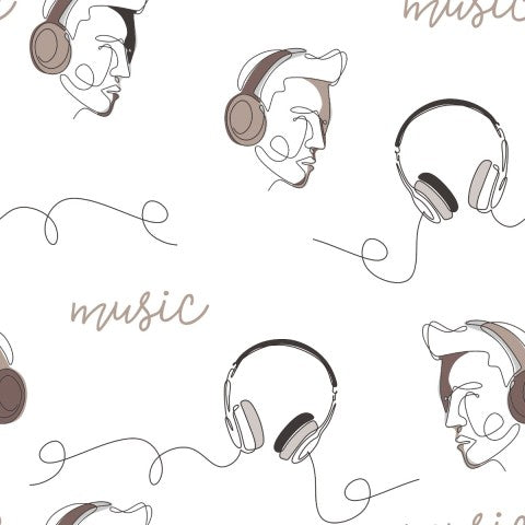 Casque en toile de coton et le mot musique