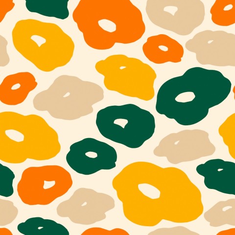 Toile en coton avec un motif orange, vert et jaune