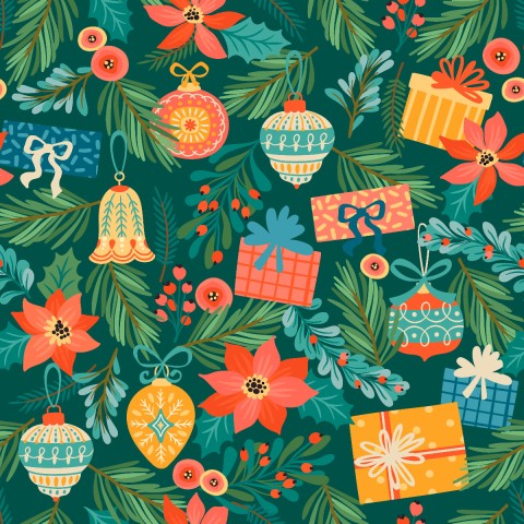 Décorations de Noël en toile de coton sur fond vert