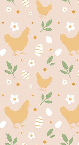 Toile de coton avec des poules et des œufs sur fond rose