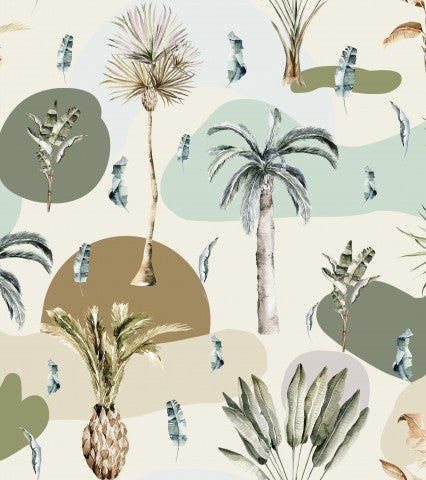 Tessuto impermeabile con palme e foglie
