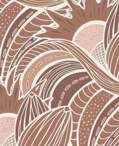 Wasserdichter Stoff Abstract Wavy Line Art on Mocha Mousse