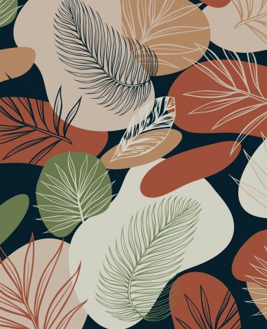 Jersey Abstract colorful palm leaves on dark