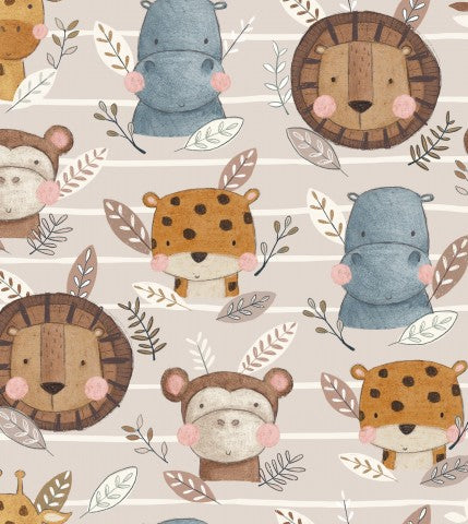  Tessuto impermeabile con animali e foglie