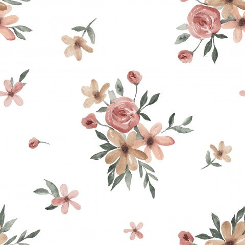Jersey Aquarela Flowers 20x20cm white