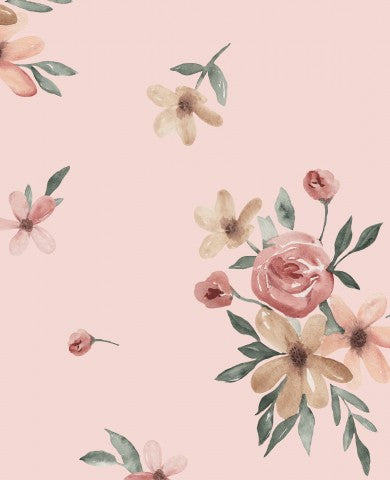Jersey Aquarela flowers 30x30cm pink