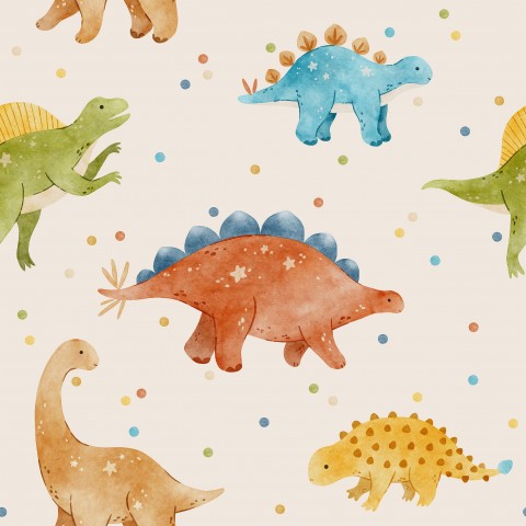Jersey Watercolor Dinosaur Cream