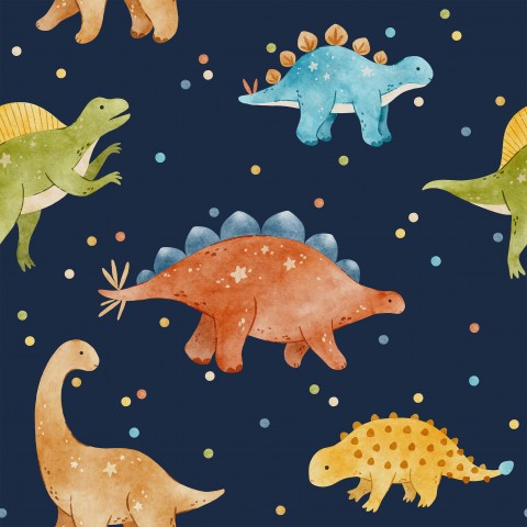 Jersey Watercolor Dinosaur Navy Blue