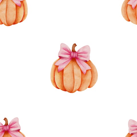 Waterproof fabric watercolor pumpkins and bows small
