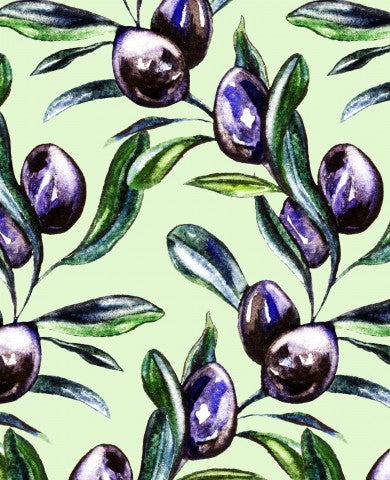 Jersey watercolor olive branches on green