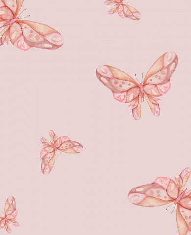 Jersey watercolor butterflies on pink