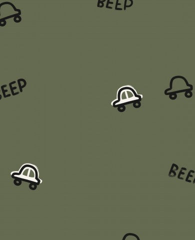 SoftShell, un motif de voitures avec le mot « Beep » dessus