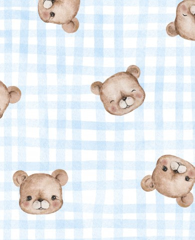 Jersey Autumn Bears blue checked