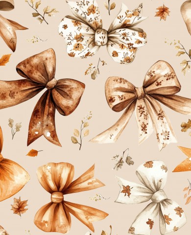 Jersey Autumn Croquette Bows Leaves beige