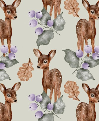 French Terry Deer and Berries