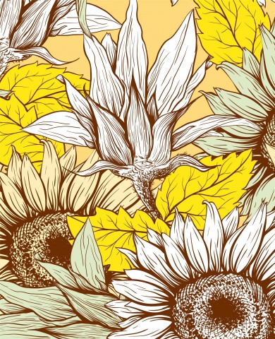 Wasserdichter Stoff Autumn Sunflowers on Yellow