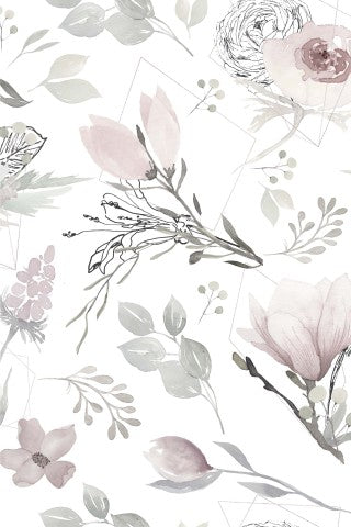 Muslin floral pattern with pink flowers and leaves