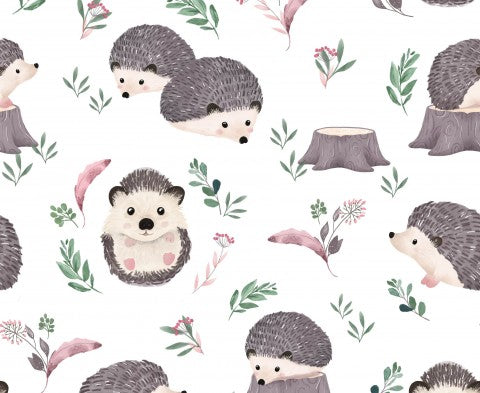 Toile de coton hérissons mignons