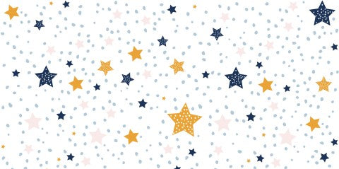 Toile de coton étoiles et gouttes de pluie