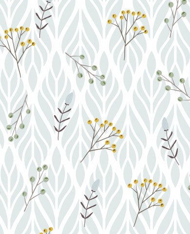Toile de coton fleurs et feuilles