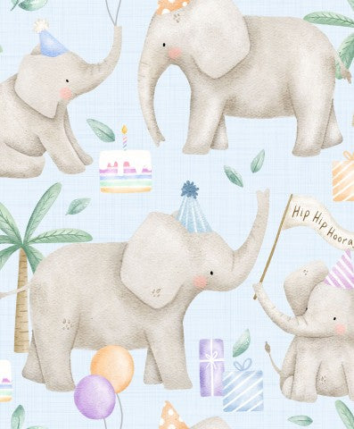 Muslin elephants and birthday balloons