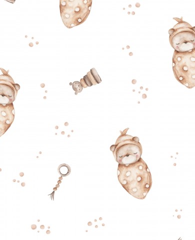  Animali cuccioli in French Terry ad acquerello