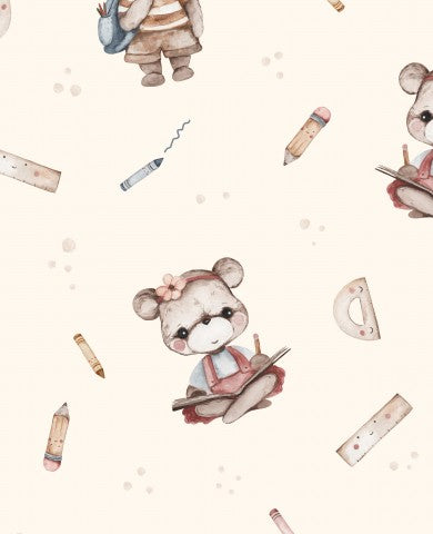 Musselin Back to School Teddy 30x30cm creme