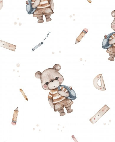 Waterproof fabric teddy bear and pencils