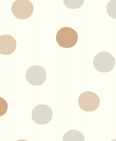  Tessuto impermeabile con motivo a pois bianchi e beige