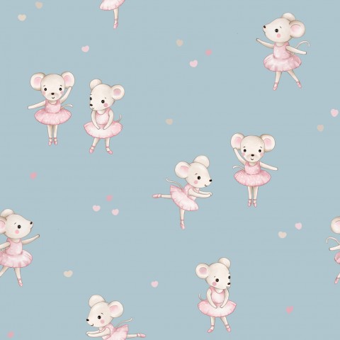 Jersey Ballerina Mouse Blue 14x14cm