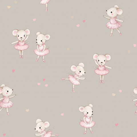 Jersey Ballerina Mouse Taupe 14x14cm