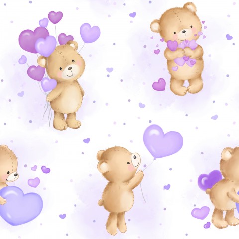 Jersey Bear Hearts Purple Cloud
