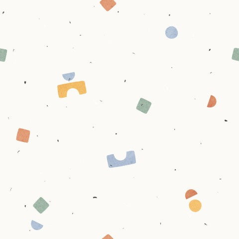 Waterproof fabric colorful shapes on white background